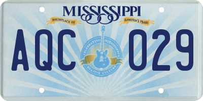 MS license plate AQC029