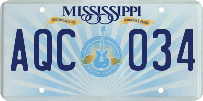 MS license plate AQC034