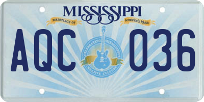 MS license plate AQC036