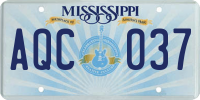 MS license plate AQC037