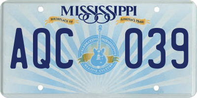 MS license plate AQC039