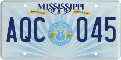 MS license plate AQC045