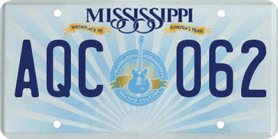MS license plate AQC062