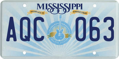 MS license plate AQC063