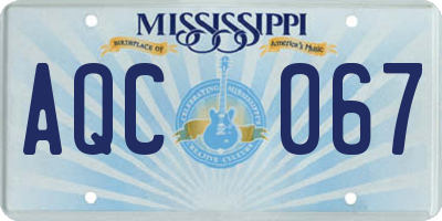 MS license plate AQC067