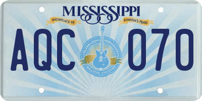 MS license plate AQC070