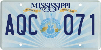 MS license plate AQC071
