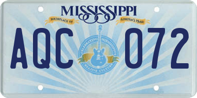 MS license plate AQC072