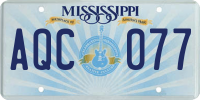 MS license plate AQC077