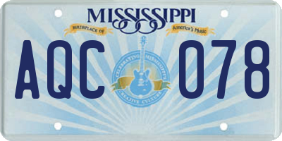 MS license plate AQC078