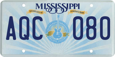 MS license plate AQC080