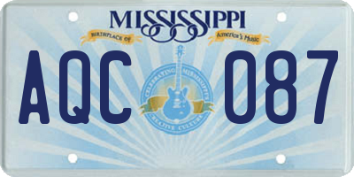 MS license plate AQC087
