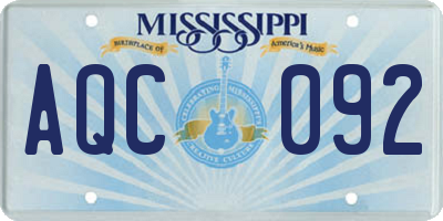 MS license plate AQC092