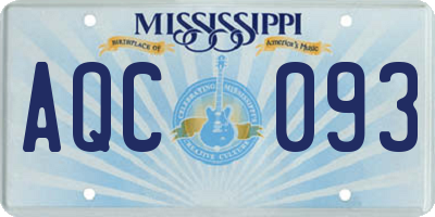 MS license plate AQC093