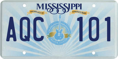 MS license plate AQC101