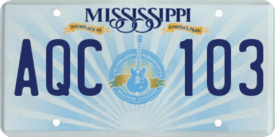 MS license plate AQC103