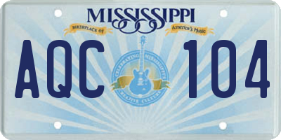 MS license plate AQC104