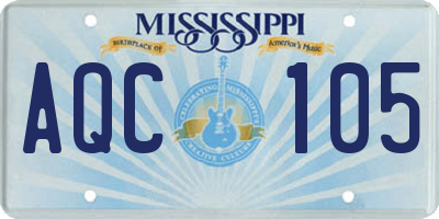 MS license plate AQC105