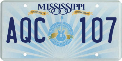 MS license plate AQC107