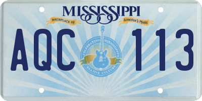 MS license plate AQC113