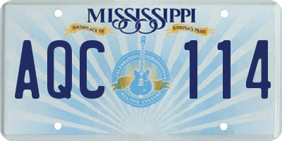 MS license plate AQC114