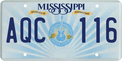 MS license plate AQC116