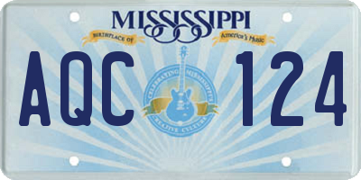 MS license plate AQC124