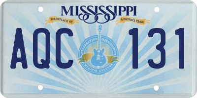 MS license plate AQC131