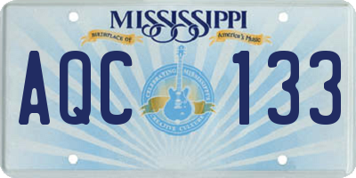 MS license plate AQC133