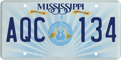 MS license plate AQC134