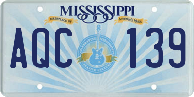 MS license plate AQC139