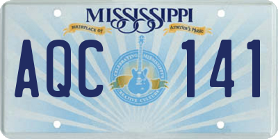 MS license plate AQC141