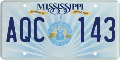 MS license plate AQC143