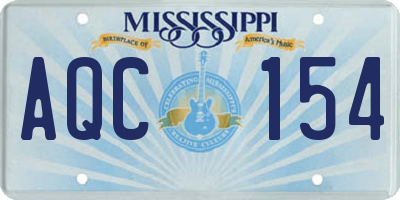 MS license plate AQC154