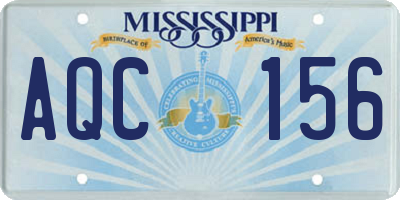 MS license plate AQC156