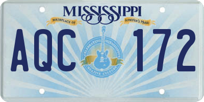MS license plate AQC172