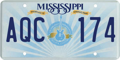 MS license plate AQC174