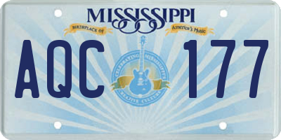 MS license plate AQC177