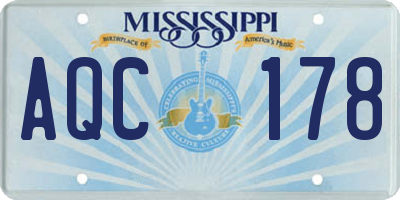 MS license plate AQC178