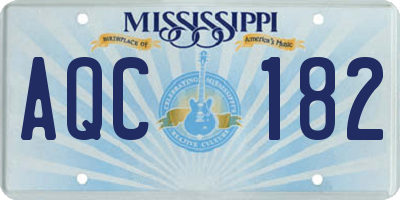 MS license plate AQC182