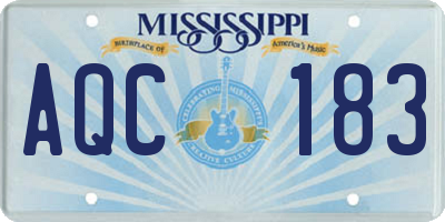 MS license plate AQC183