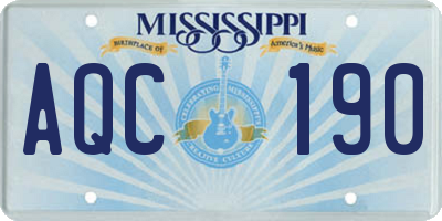 MS license plate AQC190