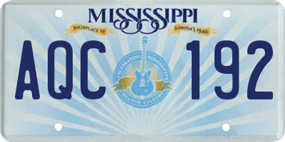 MS license plate AQC192