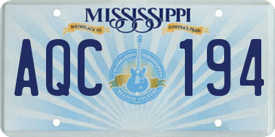 MS license plate AQC194