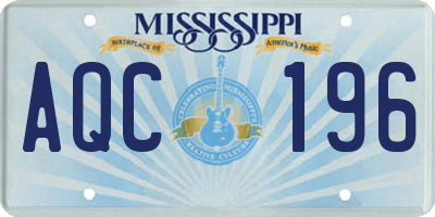 MS license plate AQC196