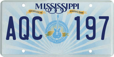 MS license plate AQC197