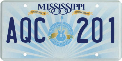 MS license plate AQC201