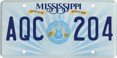 MS license plate AQC204