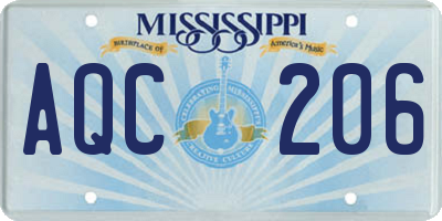 MS license plate AQC206