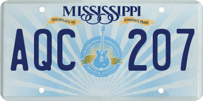 MS license plate AQC207